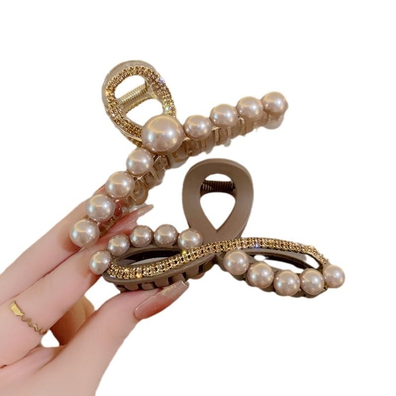 Faux Pearl Rhinestone Resin Hair Clamp (Various Designs)