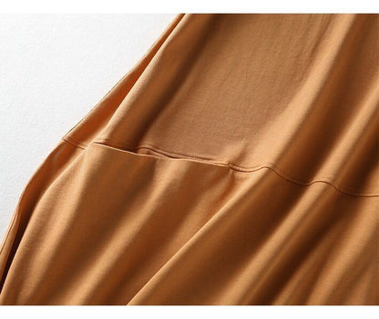 Midi Crew Shift Dress Neck Plain Cap-Sleeve