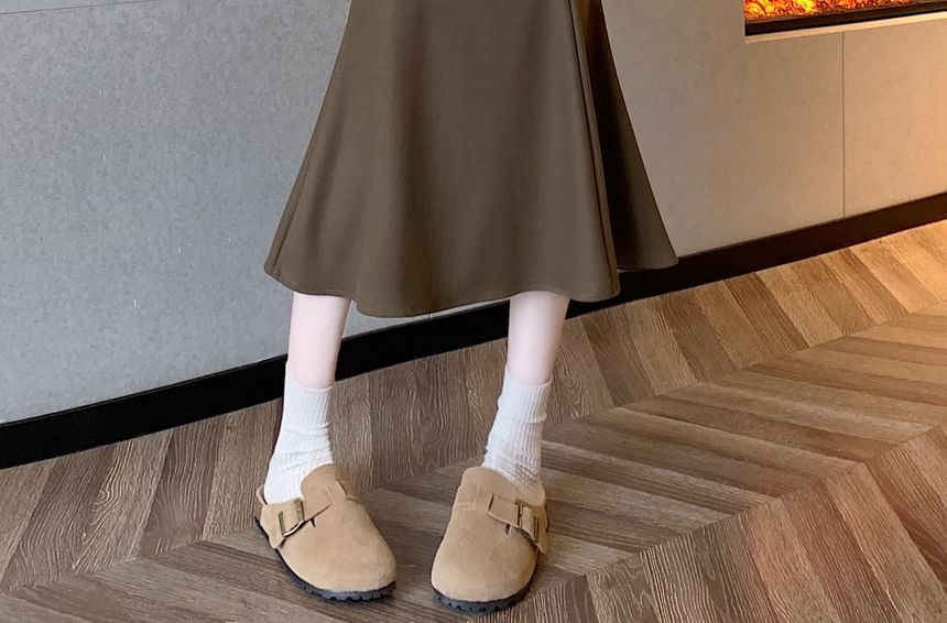 Mid Rise Plain Midi Mermaid Skirt