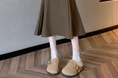 Mid Rise Plain Midi Mermaid Skirt