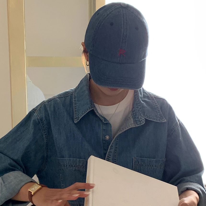 Denim Washed Lettering Baseball Cap