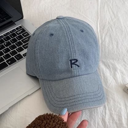 Denim Washed Lettering Baseball Cap