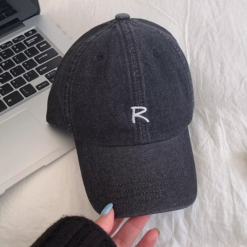 Denim Washed Lettering Baseball Cap