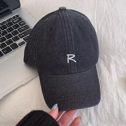 Denim Washed Lettering Baseball Cap