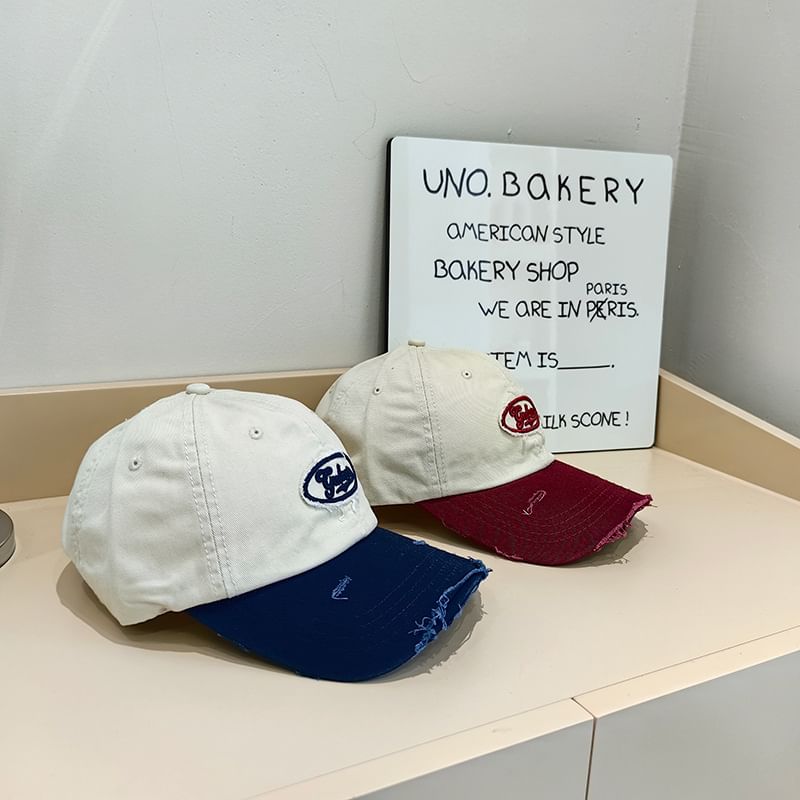 Cap Baseball Distressed Lettering Applique