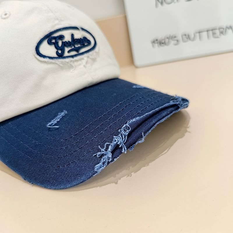 Cap Baseball Distressed Lettering Applique