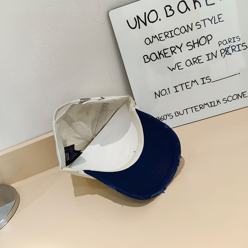 Cap Baseball Distressed Lettering Applique