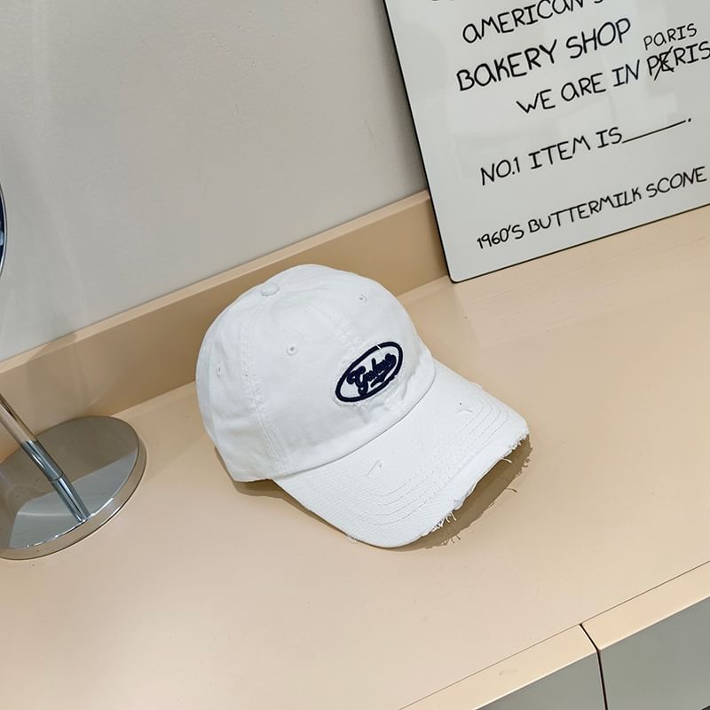 Cap Baseball Distressed Lettering Applique