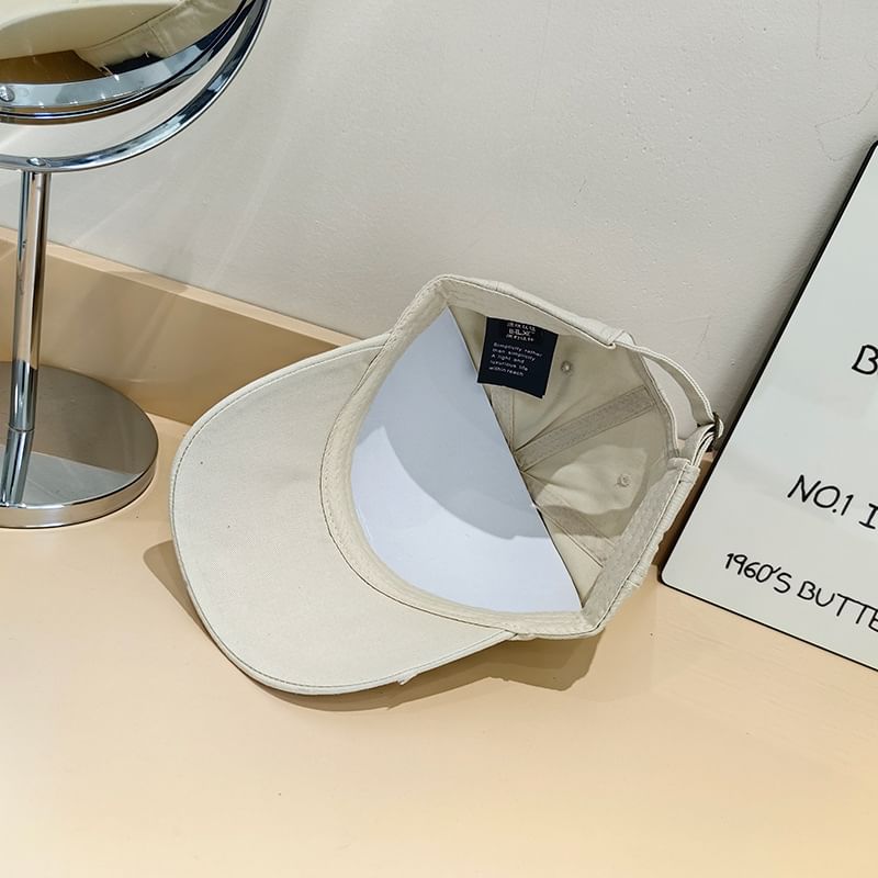 Lettering Baseball Distressed Applique Cap