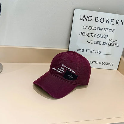 Lettering Baseball Distressed Applique Cap