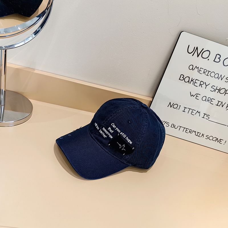 Lettering Baseball Distressed Applique Cap