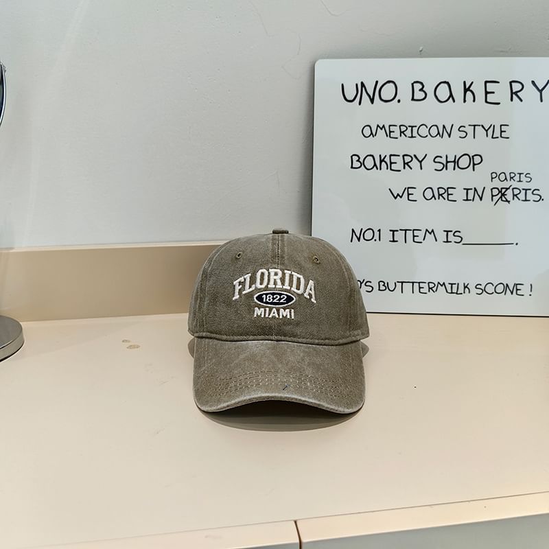 Cap Lettering Washed Embroidered Baseball