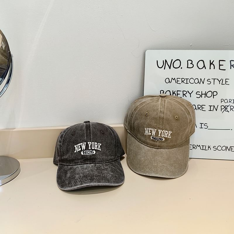 Cap Lettering Washed Baseball Embroidered