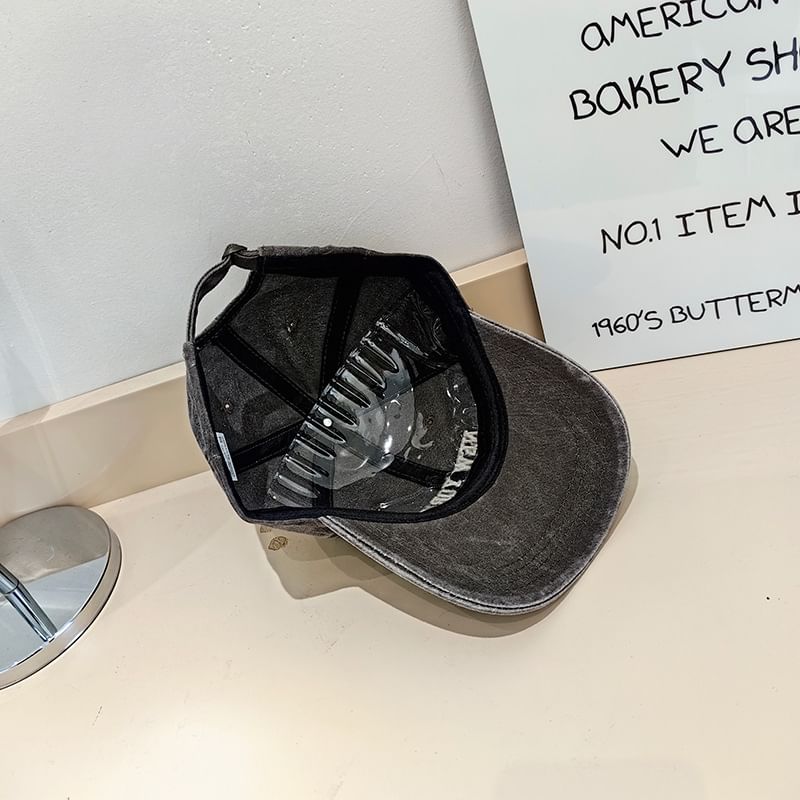 Cap Lettering Washed Baseball Embroidered