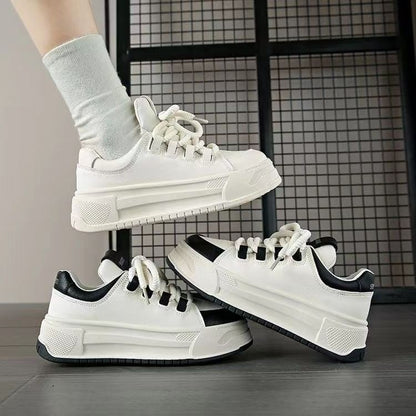 Faux Leather Lace-Up Sneakers