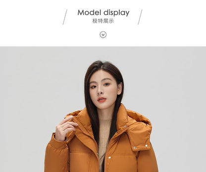 Hooded Zip-Up Padded Long Coat