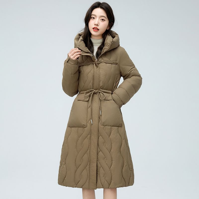 Hooded Padded Zip-Up Long Coat