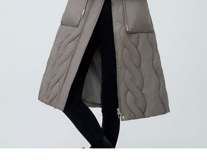 Hooded Padded Zip-Up Long Coat