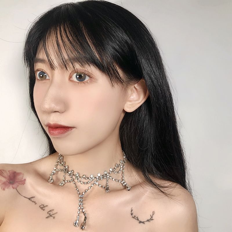 Layered Choker Rhinestone Alloy