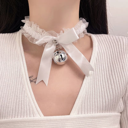 Choker Lace Ribbon Bell Pendant