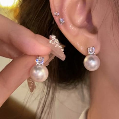 Stud Pearl Earring Faux Alloy Rhinestone