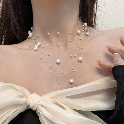 Layered Choker Pearl Faux