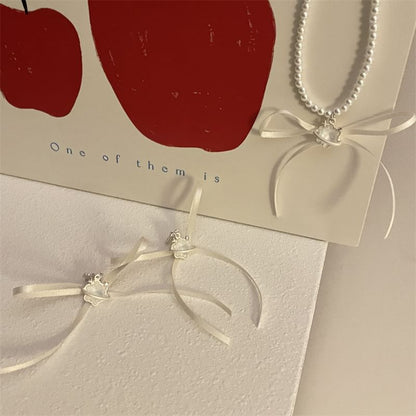 / Earring Snowflake Drop Ribbon Choker