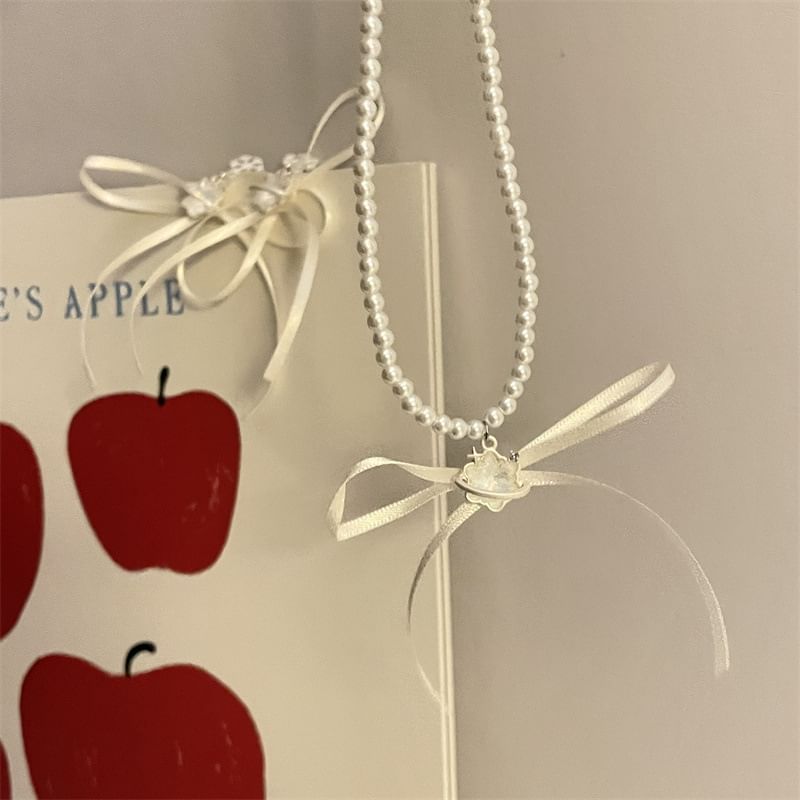 / Earring Snowflake Drop Ribbon Choker