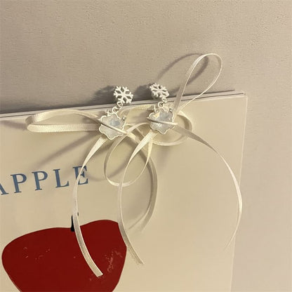 / Earring Snowflake Drop Ribbon Choker