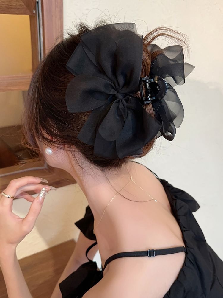 Mesh Bow Accent Hair Claw