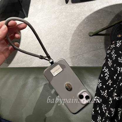 Metal Plate Faux Phone Leather Case