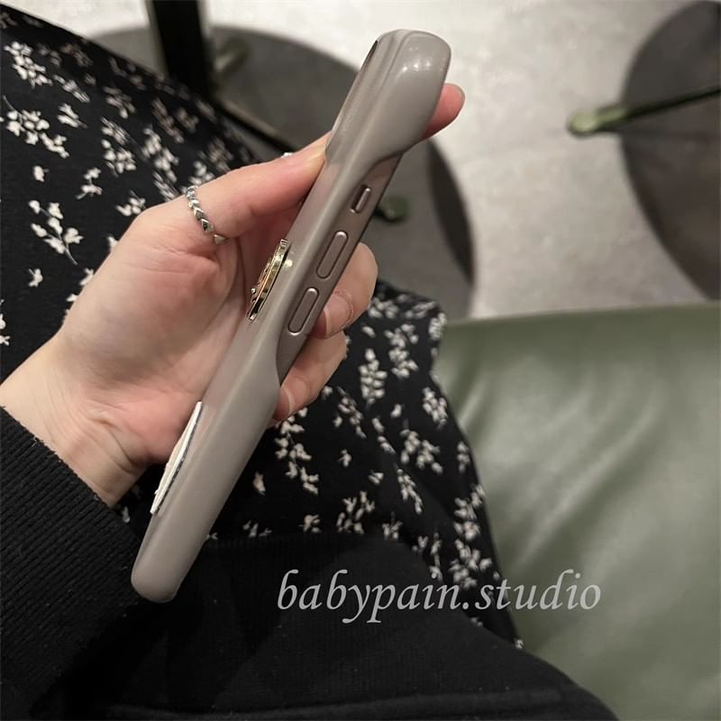 Metal Plate Faux Phone Leather Case