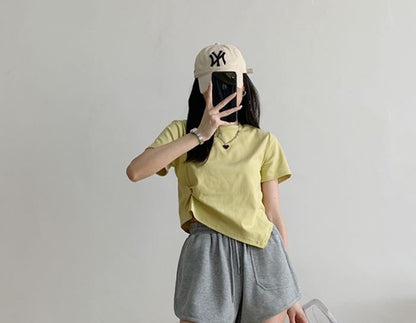 Plain Shorts Drawstring Waist Sweat