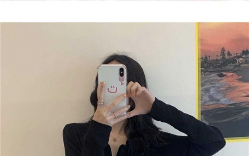 Plain Collared Cardigan Zip