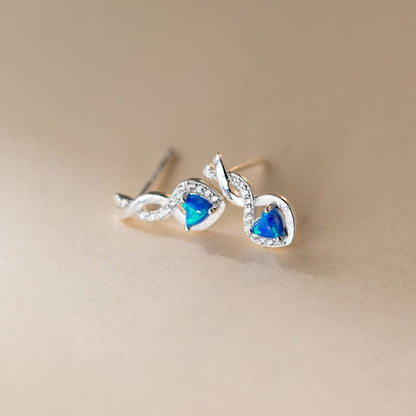 Heart Rhinestone Sterling Silver Stud Earring