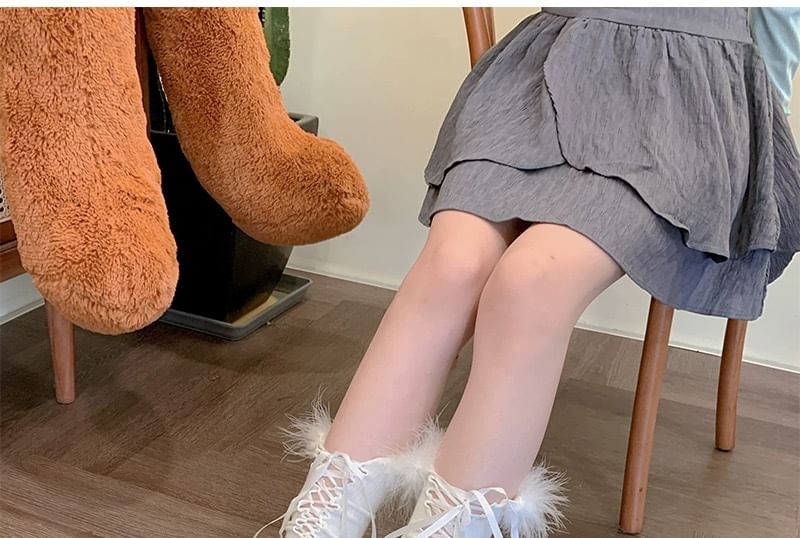 Fluffy Trim Long Socks