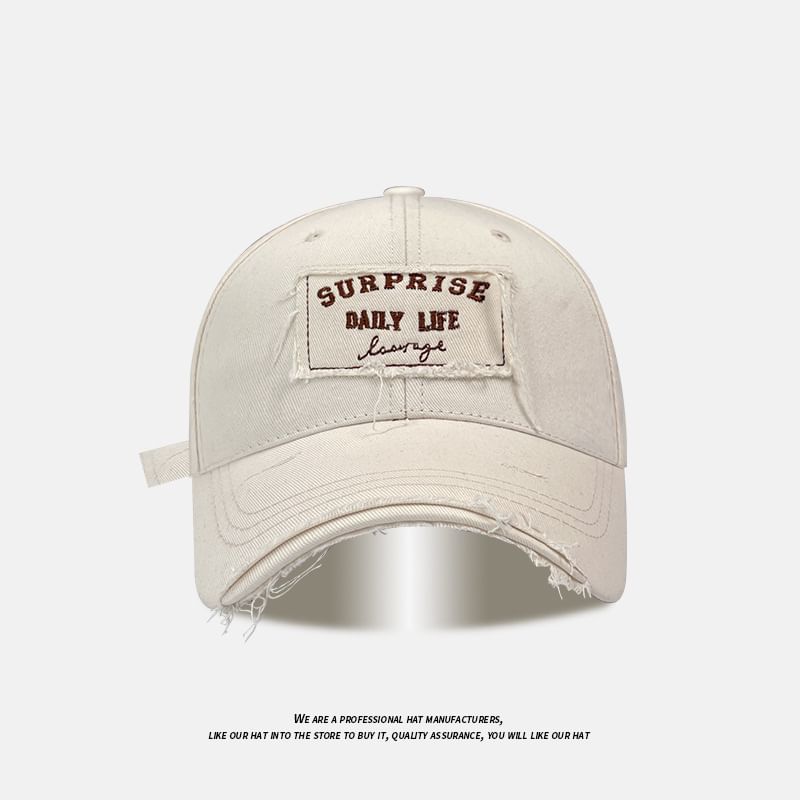 Lettering Applique Cap Baseball Distressed