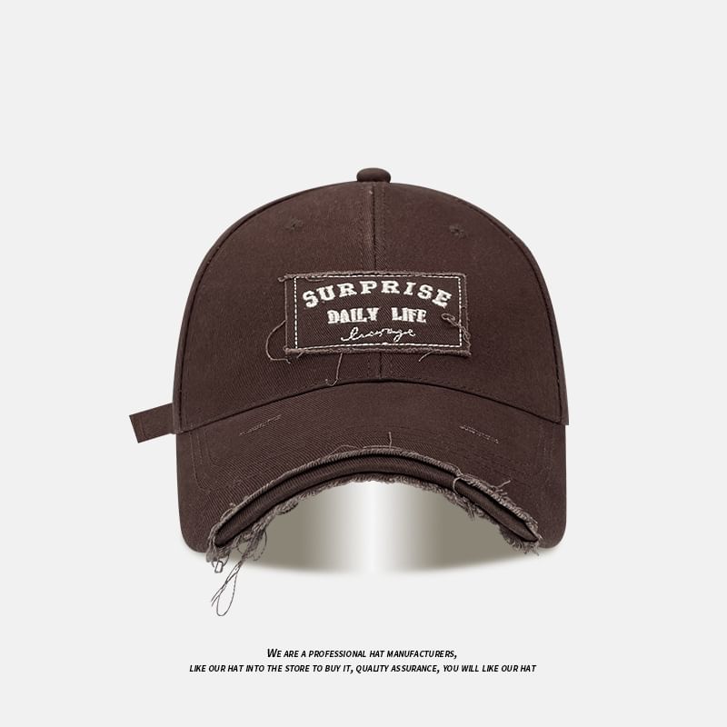 Lettering Applique Cap Baseball Distressed