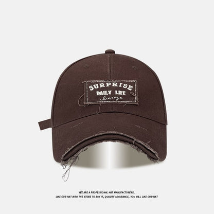 Lettering Applique Cap Baseball Distressed