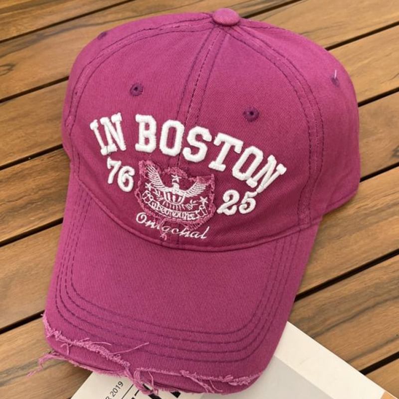 Baseball Lettering Cap Distressed Embroidered