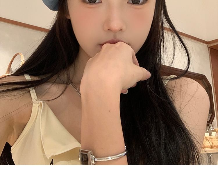 Denim Applique Beret Heart Rhinestone Bow