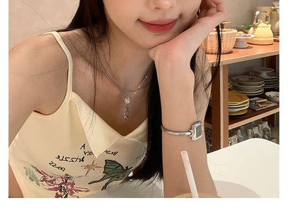 Denim Applique Beret Heart Rhinestone Bow