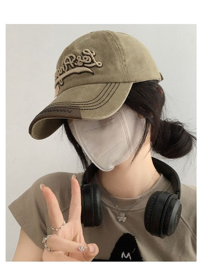 Lettering Baseball Washed Embroidered Cap