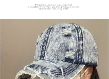 Baseball Washed Distressed Cap Denim
