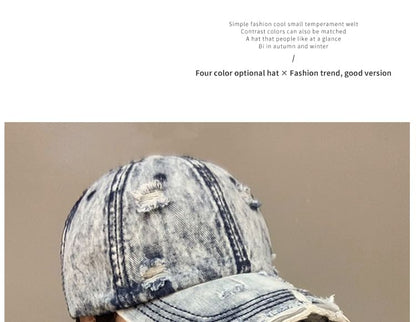 Baseball Washed Distressed Cap Denim