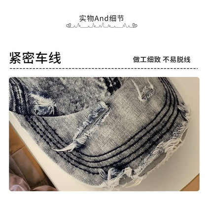 Baseball Washed Distressed Cap Denim