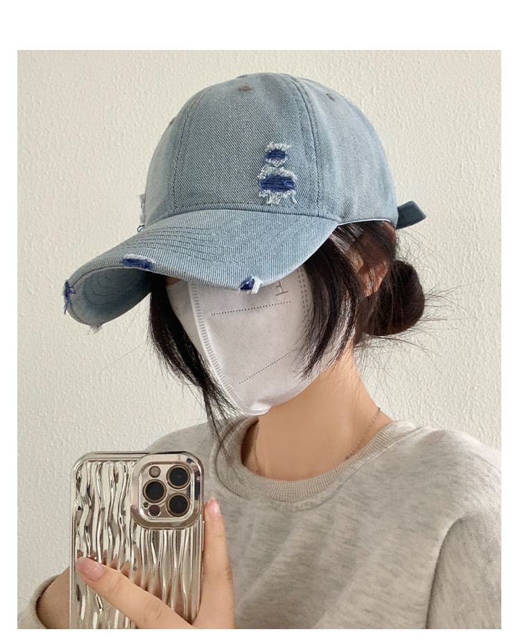 Denim Baseball Washed Cap Distressed