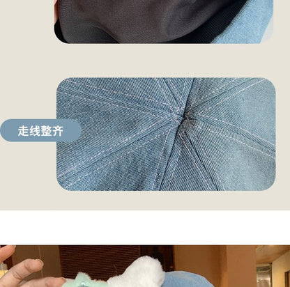 Accent Beret Denim Washed Bone