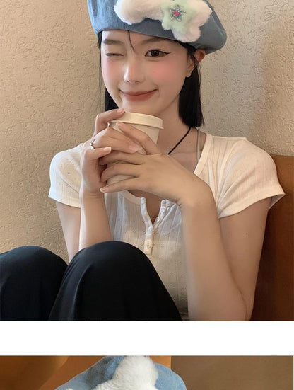 Accent Beret Denim Washed Bone