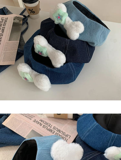 Accent Beret Denim Washed Bone